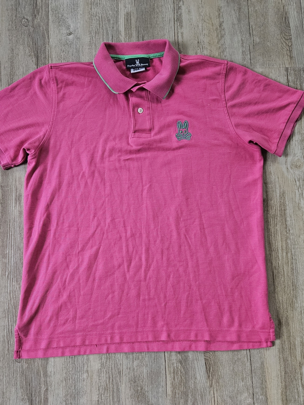 Psycho Bunny Men's Hot Pink Pima Cotton Polo Shirt Size 5 Medium Golf Active